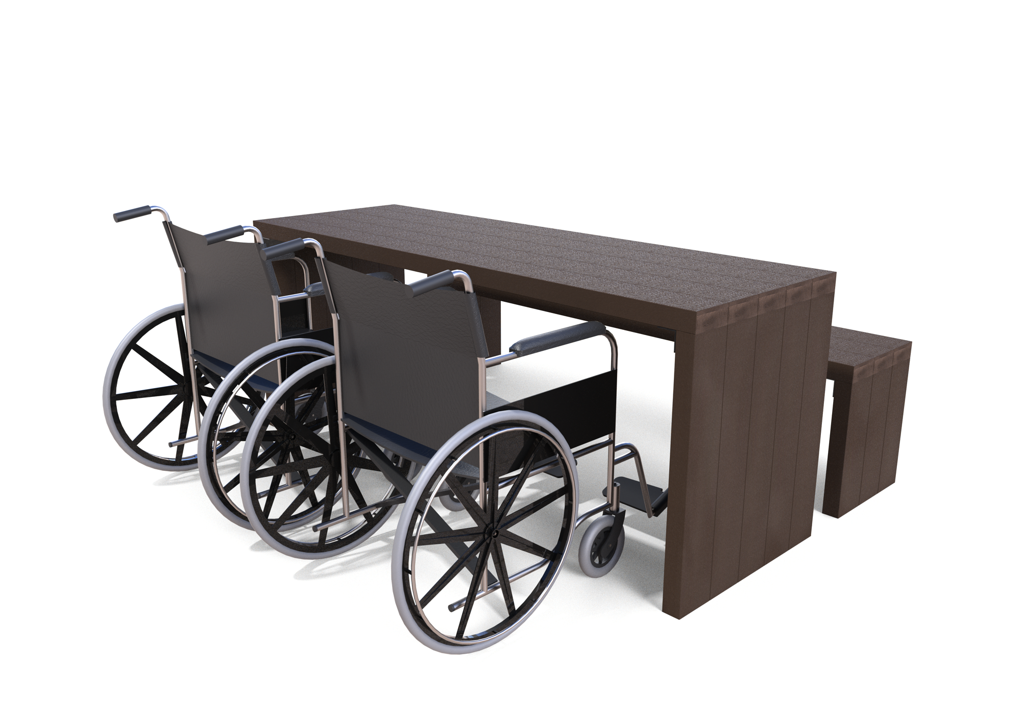 Bureau adapté fauteuils roulants.